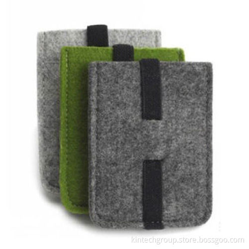 Felt mobile phone bag with metal keyring and button closure, customized logos are accepted